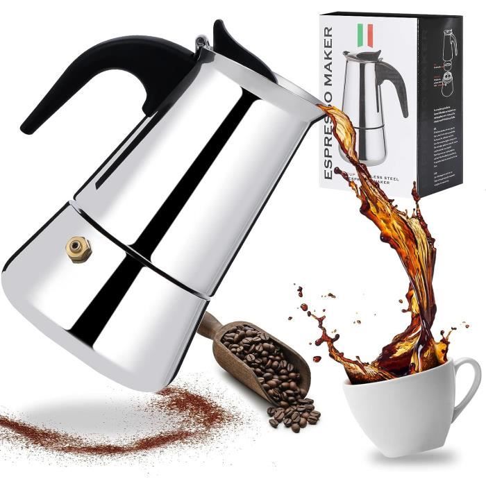 Cafetière Italienne Wedrink 9 Tasses - 450ml Aluminium Avec Poignée Bois | Moka Expresso Anti-brûlure | Pour Gaz Et électrique