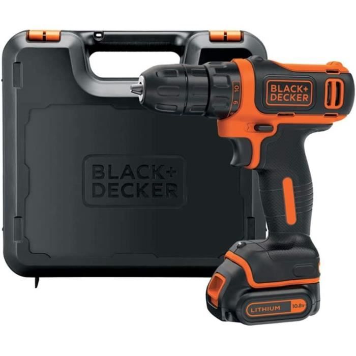BLACK+DECKER BDCDD12KQW Perceusevisseuse sans fil Moteur ultra compact 26 Nm 10