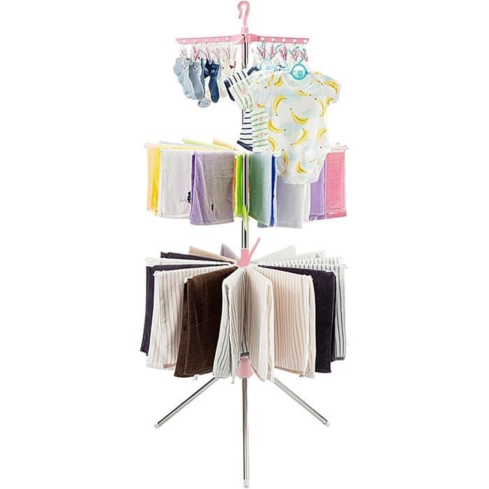 Étendoir À Linge Pliable Avec 24 Clips, Cintre Pour Linge De Maison