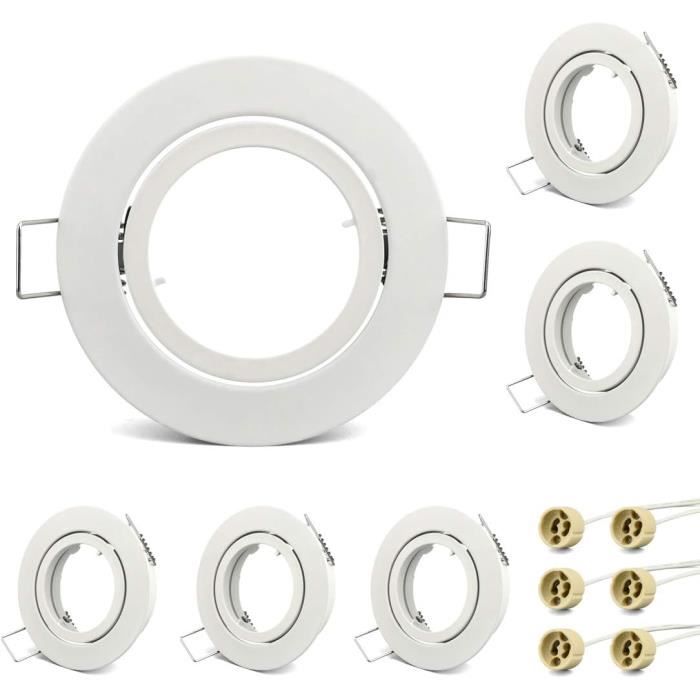 Support de spot LED encastré GU10 rond couleur nickel satiné (boîte de