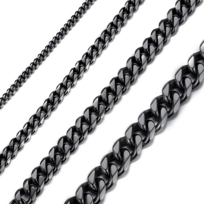 Chaîne Homme Acier Inoxydable Maille Gourmette Cubaine - Largeur 6/9 Mm, Longueur 46 à 76 Cm, Style Hip-Hop - Cadeau Anniversaire/Noël