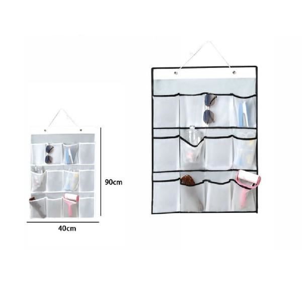 Yxmohala Organizer da appendere per porta, organizer da appendere, con 12 tasche e 2 ganci in metallo, per cameretta dei bambini, bagni, soggiorno, roulotte, bianco, 1 pezzo