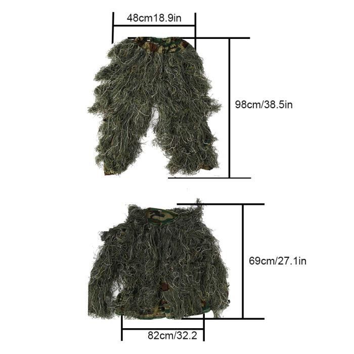 Costume Ghillie Adulte 3D - Camouflage Feuillage Bionique - Armée Jungle Forêt - Neuf