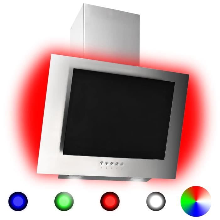Vidaxl Hotte Avec Led Rvb 60 Cm Acier Inoxydable Et Verre Trempe Achat Vente Hotte Cdiscount