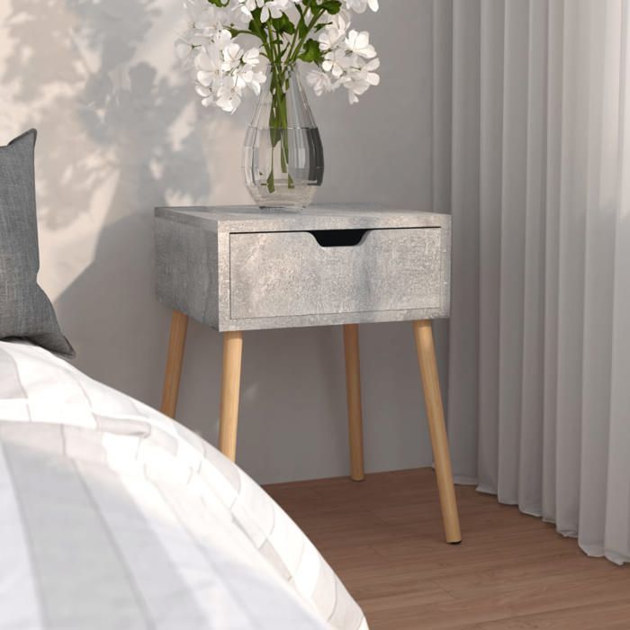 vidaXL Table de chevet Gris béton 40x40x56 cm Aggloméré