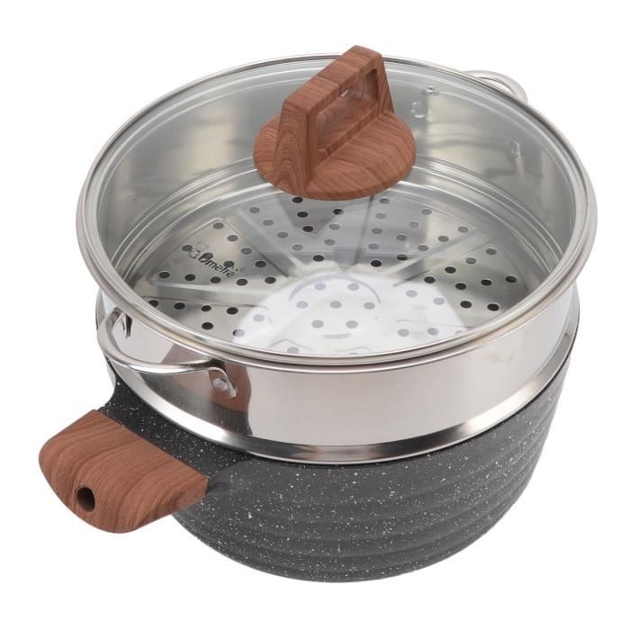 Marmite Tous Feux Faitout Wok Bra Prior 28cm - Fonte Aluminium Induction Antiadhésif Teflon Faitout Couvercle Verre Anses Silicone