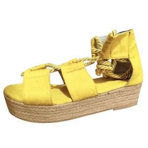 sandales compensées jaune