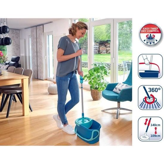 Kit de nettoyage sol Clean Twist Disc Mop Ergo Mobile 52102 Leifheit -  Balai espagnol lave sol à franges seau à essorage rotatif - Cdiscount Au  quotidien