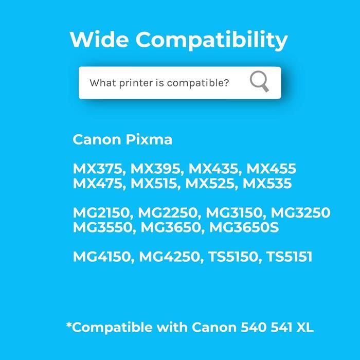 COMETE - 540XL/541XL - 2 Cartouches d'encre Compatibles avec Canon