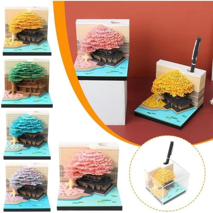 Calendrier De Bureau 2026 Sculpture Papier 3D - Cabane Dans L'arbre, Notes Autocollantes, Lumineux - 4
