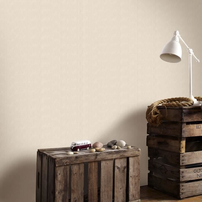 Papier peint intissé uni 1005 x 52cm Beige - Cdiscount Bricolage