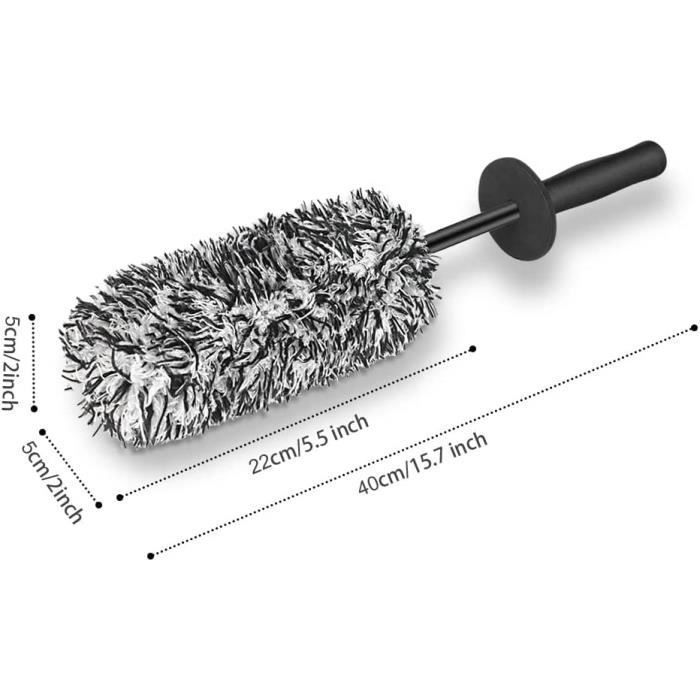 SPTA Brosse Jante Voiture 3 Pièces - Set Laine Synthétique Douce Sans Métal Pour Nettoyage Jantes Alliage Et Acier