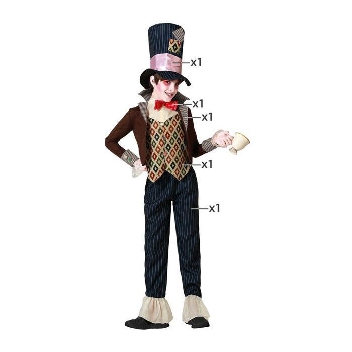 ReliBeauty – Déguisement Chapelier Fou Pour Enfant – Costume Garçon Ou Fille Avec Veste, Pantalon, Nœud Papillon Et Chapeau – Carnaval Et Halloween
