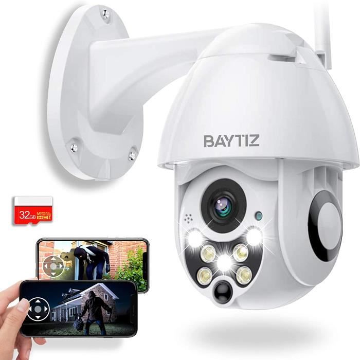 BAYTIZ  Camera Surveillance WiFi Exterieure - Alarme Maison Mini
