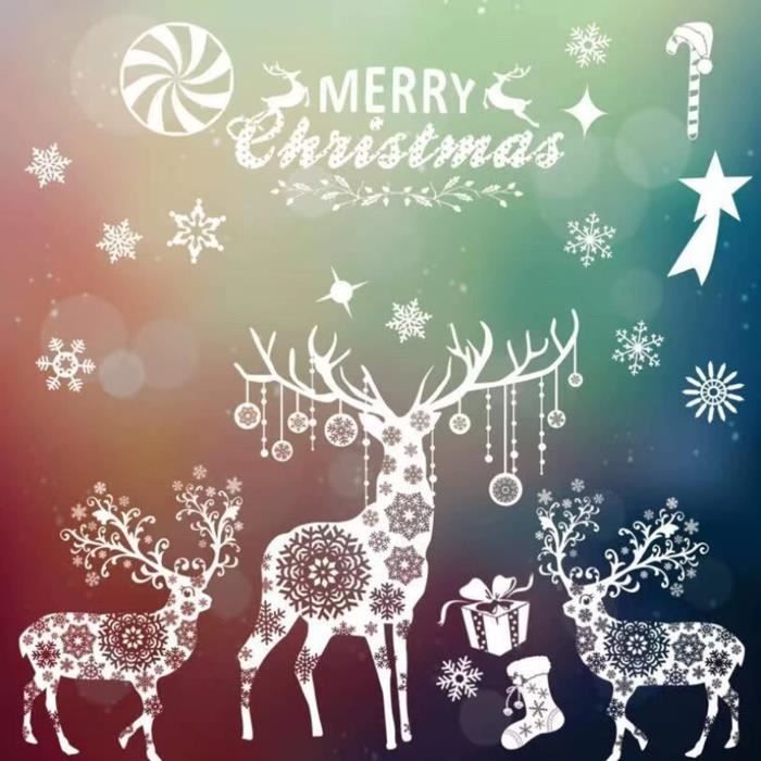 9 Stickers Fenêtre Noël électrostatiques - Flocons, Père Noël, Renne, Réutilisables, Décoration Vitre Sans Colle