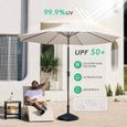 Parasol de jardin 300cm Inclinable protection UV jusqu'à UPF 50+pliable avec manivelle, sans support pour jardin balcon terrasse-2