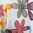 UNITED FLOWERS - Voilage à pattes en coton décoration fleurs colorés 110 x 250 cm Blanc-2