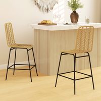 HOMCOM - Tabourets De Bar - Résine Tressée Rotin PE - 42.5x52x102cm - Jaune - Maison