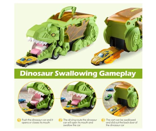 ZUSUZU Camion Dinosaure Jouet,Camion de Transport de Dinosaure,Mini Figurine Dinosaures et Voiture Dinosaure pour Jouet de Camions de Transport Dinosaure pour Garçons