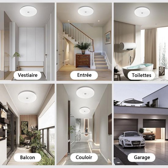 Plafonnier LED 12W Avec Détecteur De Mouvement – 1700LM, IP54, Lumière 4000K | Pour Salle De Bain, Couloir, Garage | Réglable Et Étanche - 9