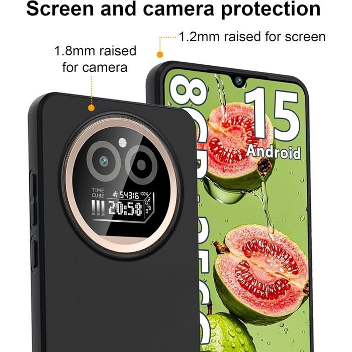 Coque + Verre Trempé Pour IIIF150 Action A5 Pro - Housse Silicone TPU Souple Noire - Protection Chocs, Rayures - Écran 6,88 Pouces - Installation Facile