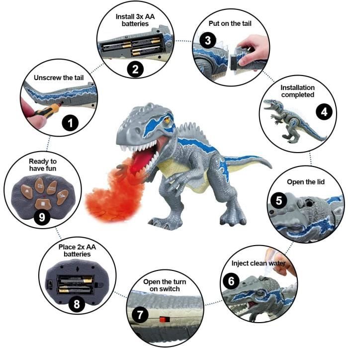 Dinosaure robot jouet télécommandé pour enfants réalistes pour enfants de 3
