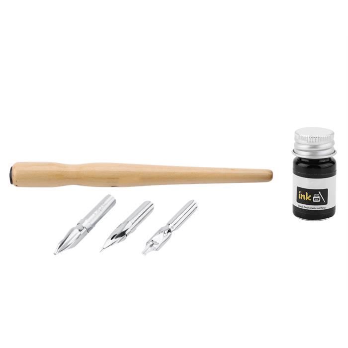 Ensemble Porte-Plume Calligraphie Manga + Support 125 Mm – 5 Plumes Acier Inox + 2 Couleurs Pour BD & Dessin