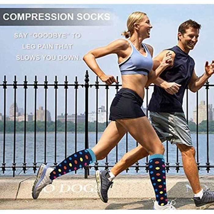 Chaussettes de Compression Bas de Contention Homme Bas de Contention Femme  Sportive, Cyclisme, Voyage en Avion, Athlétique.