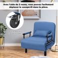 DREAMADE Fauteuil Convertible 1 Place, Fauteuil Canapé-lit Convertible avec Dossier Réglable &2 Roues Verrouillables, pour Salon-3