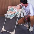 Chaise Haute Bébé Pliable Tablette repas Enfant Evolutif Ergonomique Réglable Confortable Vert-Blanc-3