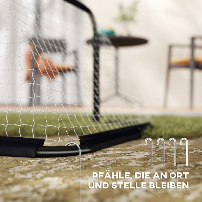 Lot De 2 Buts De Football Pliables HOMCOM – Cadre Métal Q195, Filet Tetoron, 90x36x60 Cm, Pour Enfants Et Adultes, Jardin