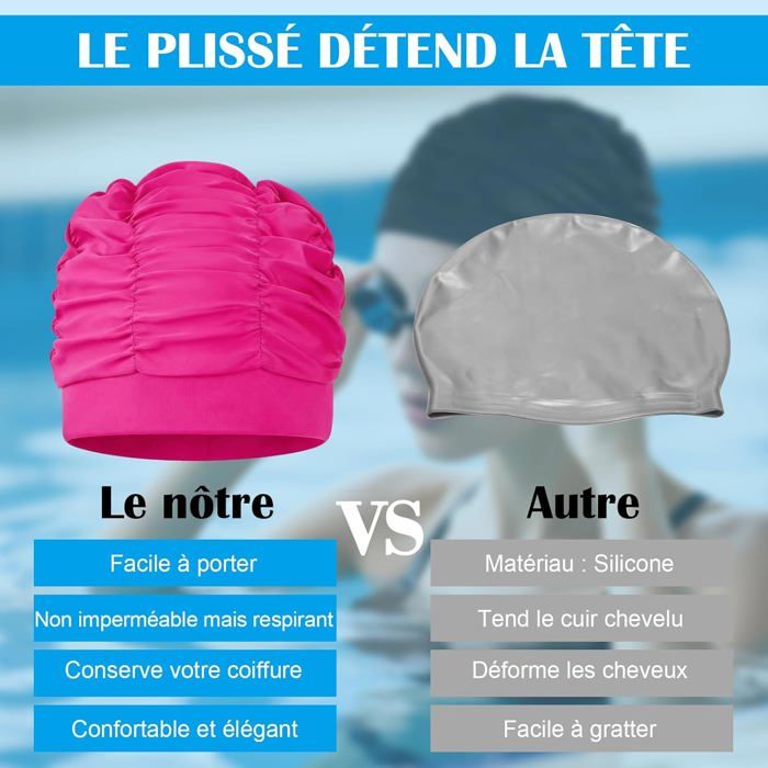 Bonnet de bain en nylon sans pression pour la natation, la fitness, la photo extérieure, sans Bonnet de bain en nylon sans pression pour la natation, la fitness, la photo extérieure, sans
