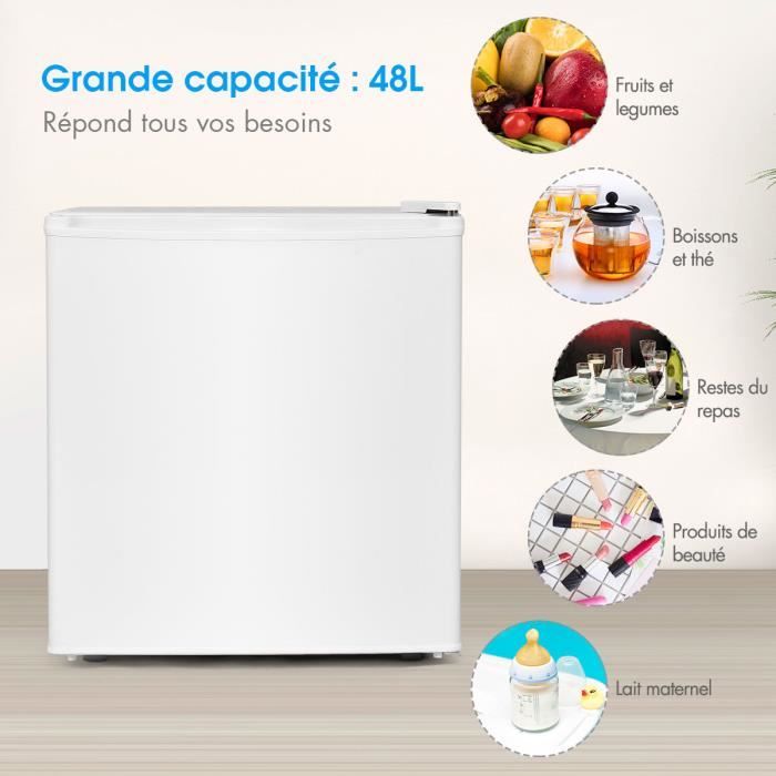 GOPLUS Mini Réfrigérateur 46 L, Frigo 0-7℃, 2 Etagères, Hauteur de