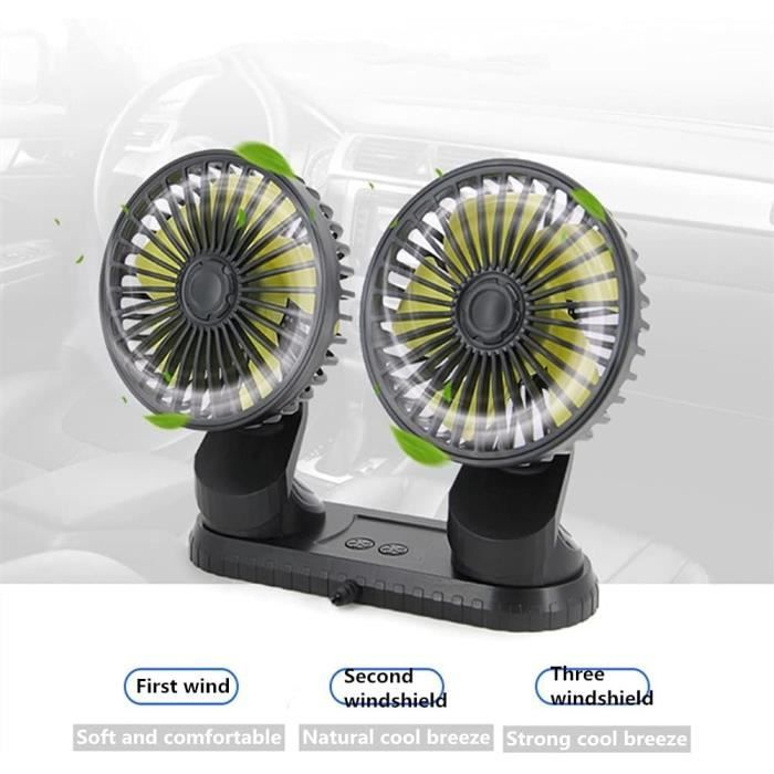 Ventilateur Voiture 12V Yerloa - Rotation 360° Réglable Silencieux Pour Voiture Camion Bateau