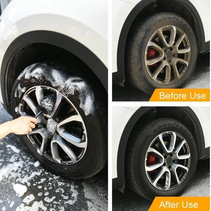 Brosse Microfibre Pour Jantes Voiture - 40 Cm, Sans Métal, Ne Raye Pas - Nettoyage Profond Roues Et Espaces étroits