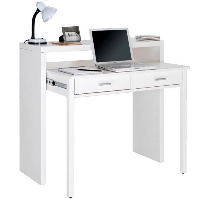 Table bureau extensible - SKRAUT HOME - Blanc mat - 98,6 x 86,9 x 36 - 70  cm - Cdiscount Maison