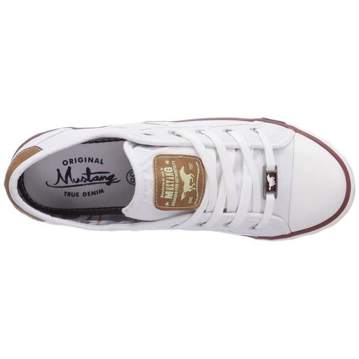 Baskets Tennis Lacets Femme Mustang 5803305 Blanc Textile Marque Mustang Fermeture Lacets Blanc Cdiscount Chaussures