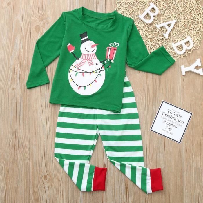 Pyjama Garçon Elfe De Noël MOMBEBE COSLAND - Ensemble 100% Coton, Manches Longues, Taille élastique - Taille 5 Ans (vert) - 9