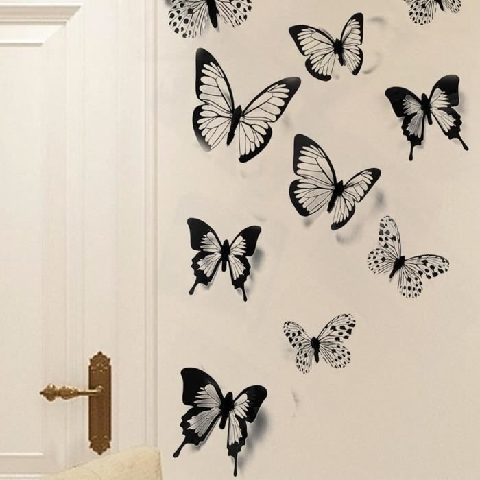 Lot De 48 Papillons Magnétiques 3D Avec Disques Métalliques Adhésifs - Décoration Murale Et Fête