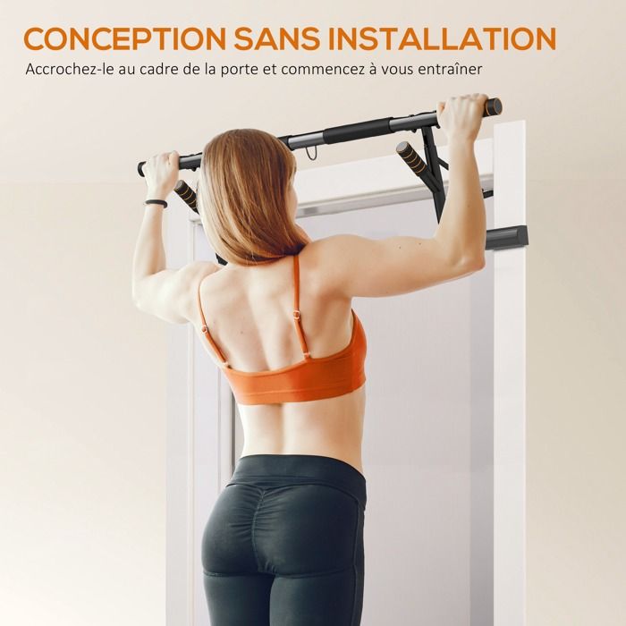 Lot De 2 Barres De Traction Porte - Portable, Sans Perçage, En PP Résistant | Pour Cadre De Porte Standard, Exercice à Domicile - 7