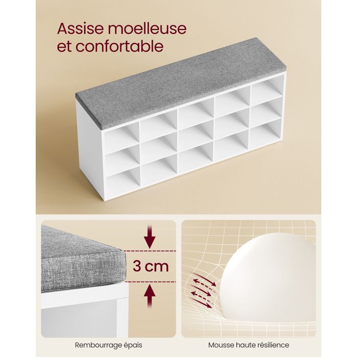 VASAGLE Banc à Chaussures, Organiseur de