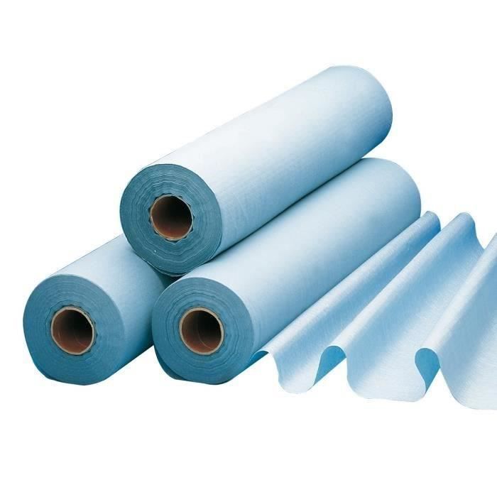 Draps de protection plastifiés pour lit et lit d'examen LCH - Lot 4 Rouleaux 180 Sections de l 50cm L 38cm - Longueur du rouleau 65m
