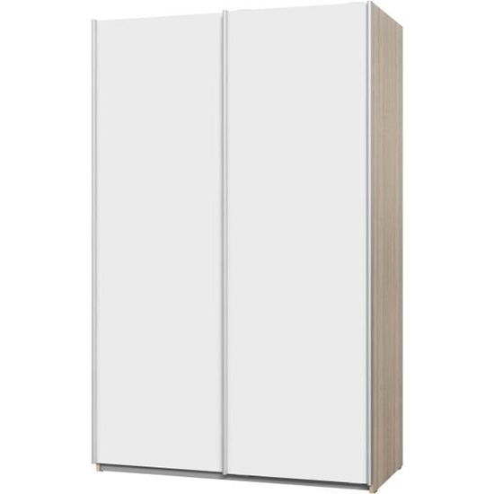 ULOS Armoire 2 portes coulissantes Décor chêne et blanc L 120 x P