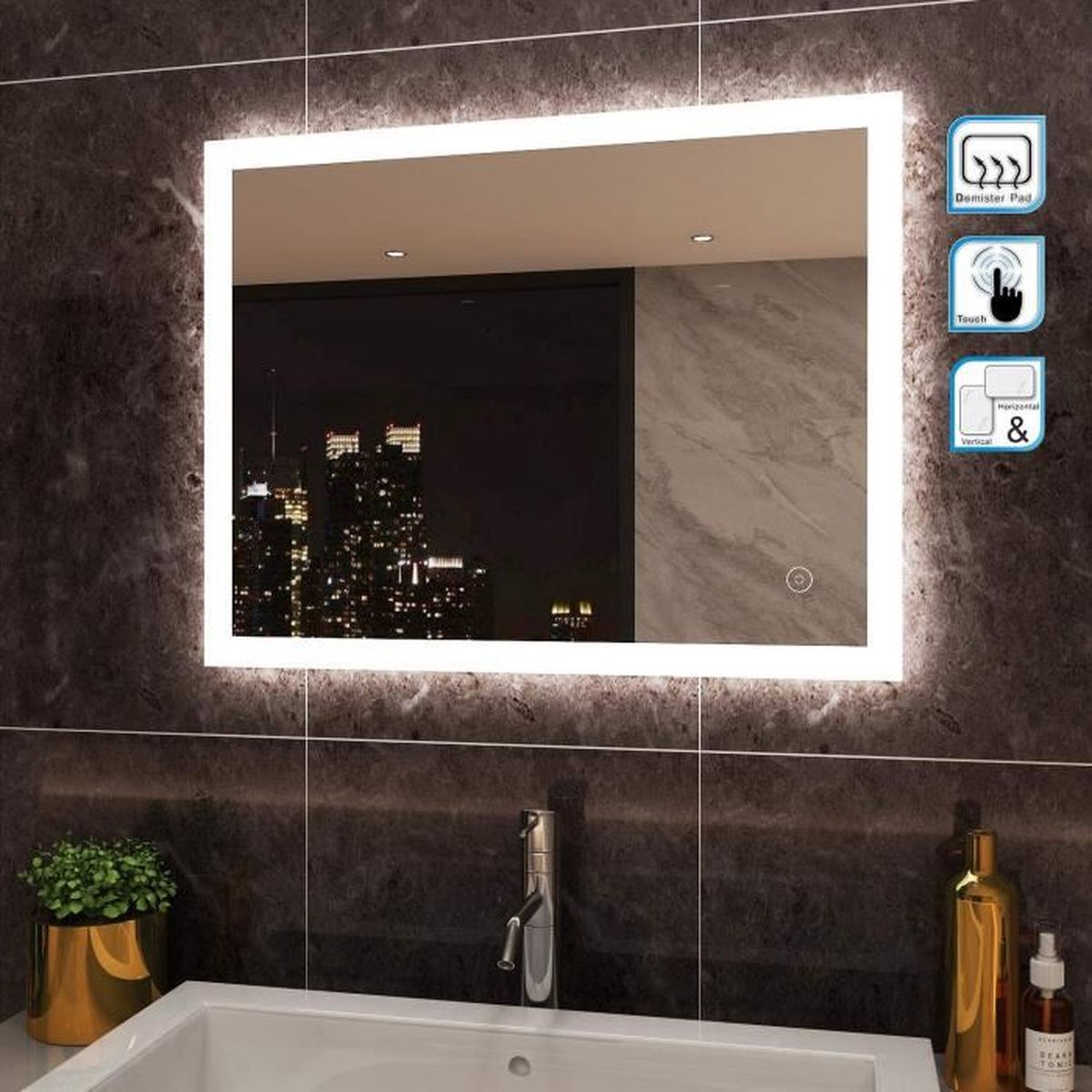 Miroir Salle De Bain 100 X 90 Achat Vente Pas Cher