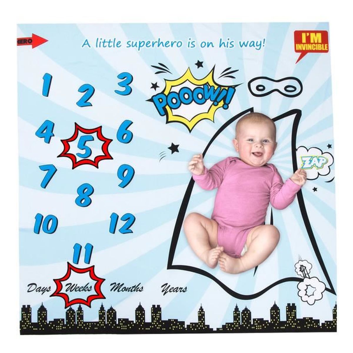 40 40 Superhero Print Baby Couverture Mensuelle Milestone Pour Bebe Garcon Fille Photographie Toile De Fond Blanc Bleu Cdiscount