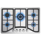 IsEasy Plaque Gaz 5 Feux Inox, Plaque de Cuisson Gaz 5 feux Encastrable, Table Gaz 5 foyer, Gaz Ville et Bouteille L76 x P50 cm