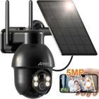 Caméra de Surveillance extérieur 5MP WiFi sans Fil Sirène Alarme+Panneau Solaire 4 Spotlight+Siren, ANRAN Q3 Max Noir