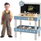 Établi Enfants COSTWAY 61 Pièces,Tableau Noir,Horlage Inclus. Assemblage de Voitures, d'Avions, d'Animaux... pour 3 à 5 Ans