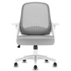 Durrafy Chaise de Bureau Ergonomique Blanc en Maille avec Accoudoir Réglables-Gris