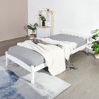 IPOTIUS Lit Simple Cadre de Lit en Bois Massif avec Sommier en Lattes 90 x 190 cm Blanc